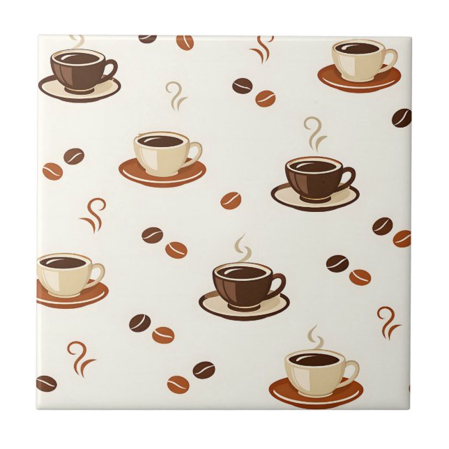 Azulejo Cozy Coffee Cups Seamless Pattern (Frente)