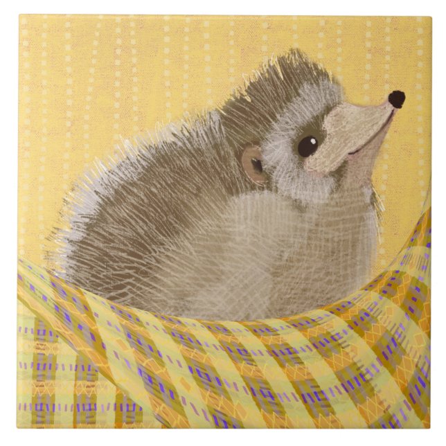 Azulejo Cozy Hedgehog Ceramic Kitchen Tile (Frente)