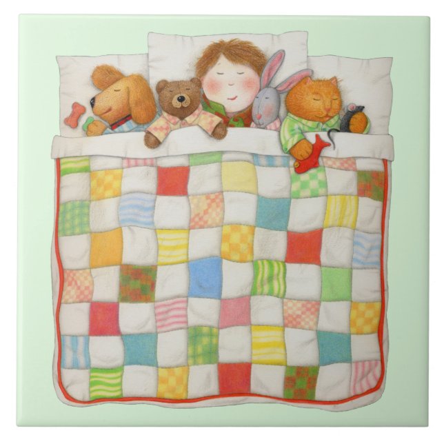 Azulejo COZY QUILE 6x6 Tile cerámico - Verde (Frente)