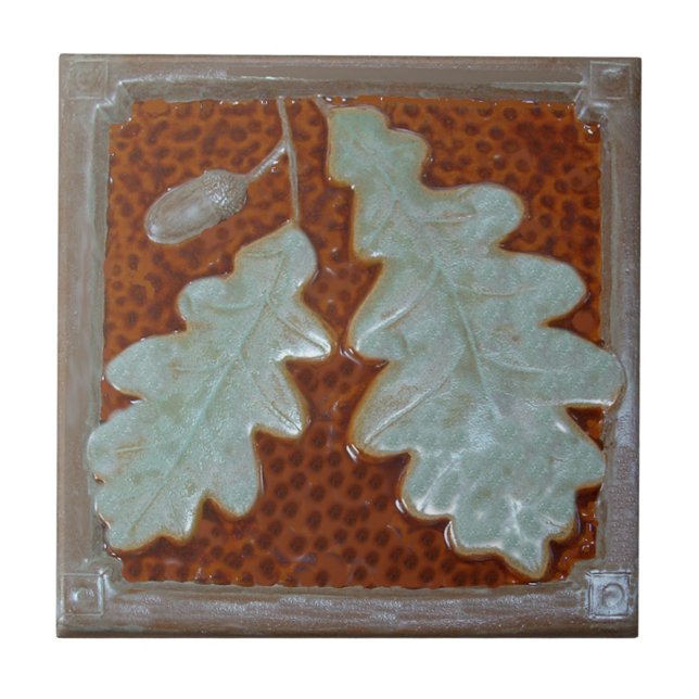 Azulejo  Craftsman Oak leaf Ceramic Decorative tile  (Frente)