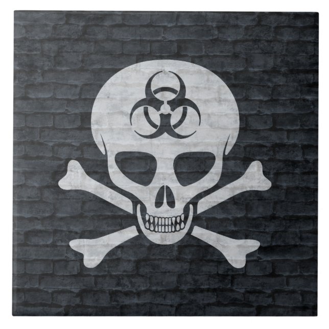 Azulejo Cráneo apenado del Biohazard (Frente)