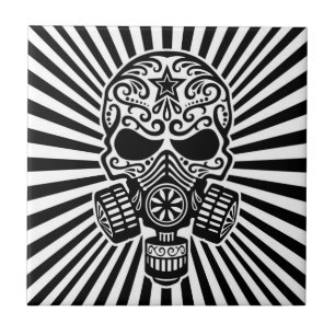 Azulejo Cráneo apocalíptico del azúcar del poste, blanc