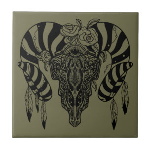 Azulejo Cráneo de toro tribal