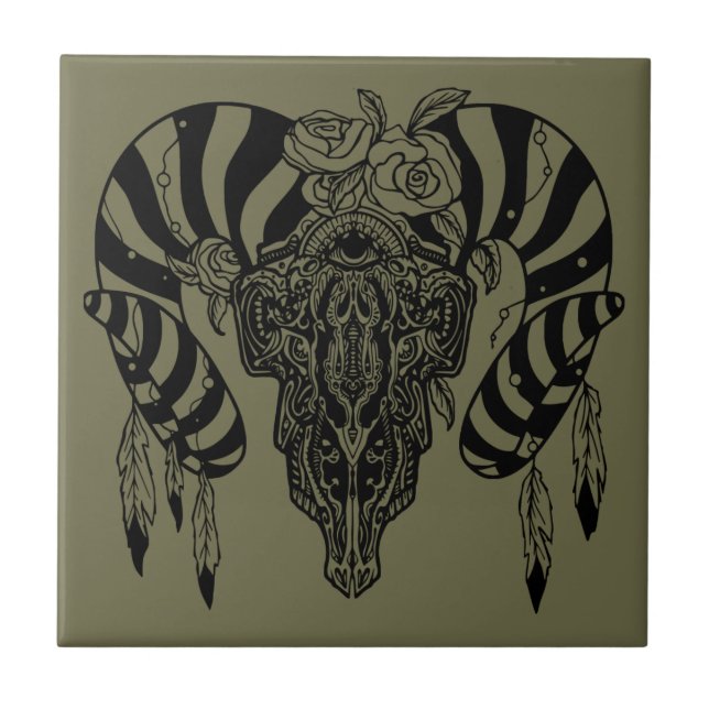 Azulejo Cráneo de toro tribal (Frente)