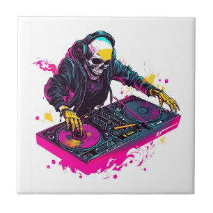 Azulejo Cráneo Rave � Esqueleto de la Fiesta EDM DJ