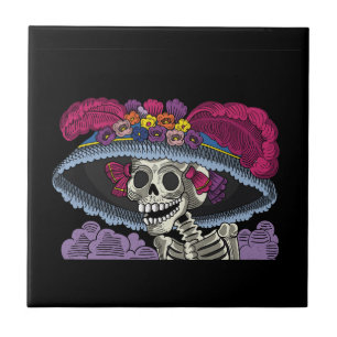 Azulejo Cráneo vector catrina mexicano
