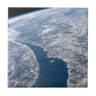Azulejo Cráter Manicouagan Y El Río St. Lawrence