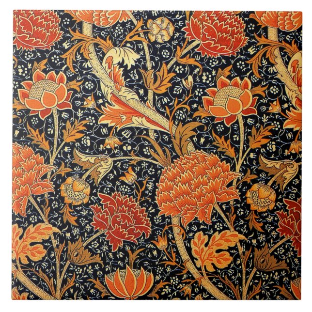 Azulejo Cray, un patrón de William Morris, (Frente)