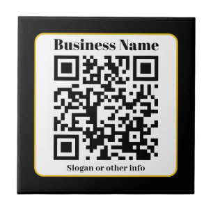 Azulejo Crea tu propio código QR Borde dorado blanco y n