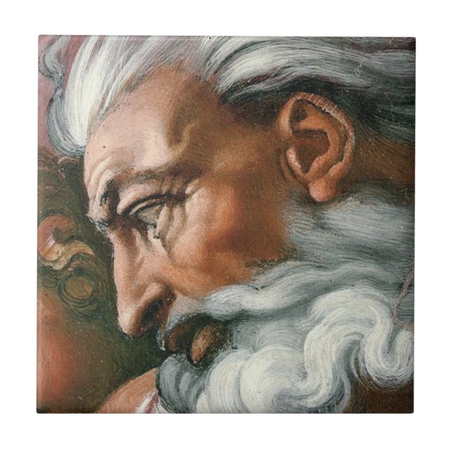 Azulejo Creación de Michelangelo Adam God Art (Frente)