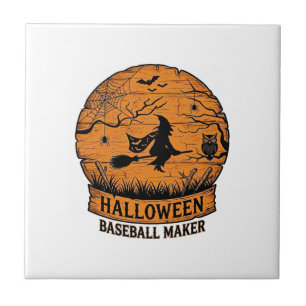 Azulejo Creador de béisbol de Halloween Bruja voladora Lun