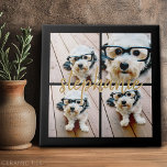 Azulejo Crear su propio Collage de fotos de 4 - Nombre del<br><div class="desc">Usa hasta cuatro fotos cuadradas o selfie para crear un regalo único y personal. O puedes mantener al cachorro hipster y hacer un keepsake de moda. Si necesita ajustar las imágenes,  haga clic en la herramienta personalizar para realizar cambios.</div>