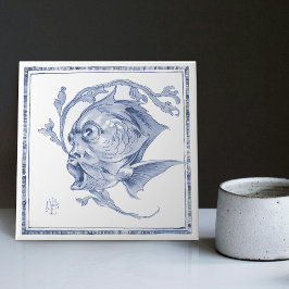 Azulejo Creatura fantástica Encantadora Delft De Estilo Ar