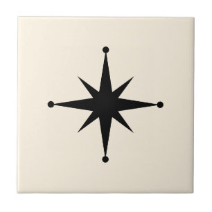 Azulejo crema negra Starburst Mid Century Retro moderno