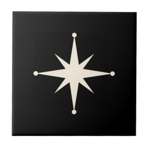Azulejo crema negra Starburst Mid Century Retro moderno