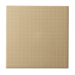 Azulejo Crema Rica y Cuadrícula Blanca Retro Minimalista C