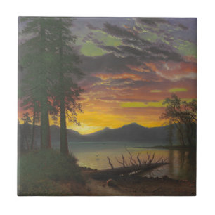 Azulejo Crepúsculo, el lago Tahoe, c.1870s (aceite en