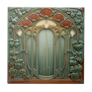 Azulejo Crescendo de cosecha Art Nouveau floral vintage