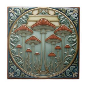 Azulejo Crescendo de cosecha Art Nouveau hongo vintage