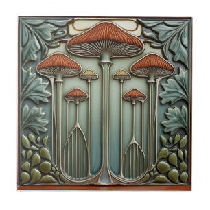 Azulejo Crescendo de cosecha Art Nouveau hongo vintage
