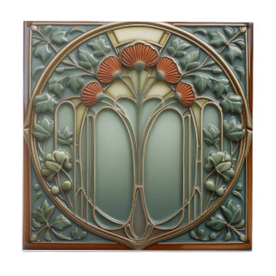 Azulejo Crescendo de cosecha Art Nouveau hongo vintage