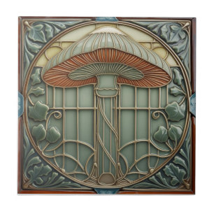 Azulejo Crescendo de cosecha Art Nouveau hongo vintage