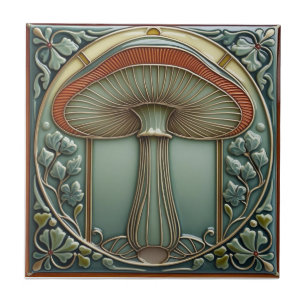 Azulejo Crescendo de cosecha Art Nouveau vintage hongo
