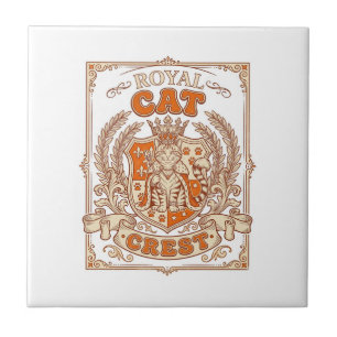 Azulejo Crest de gato real heráldica de gato escudo de arm