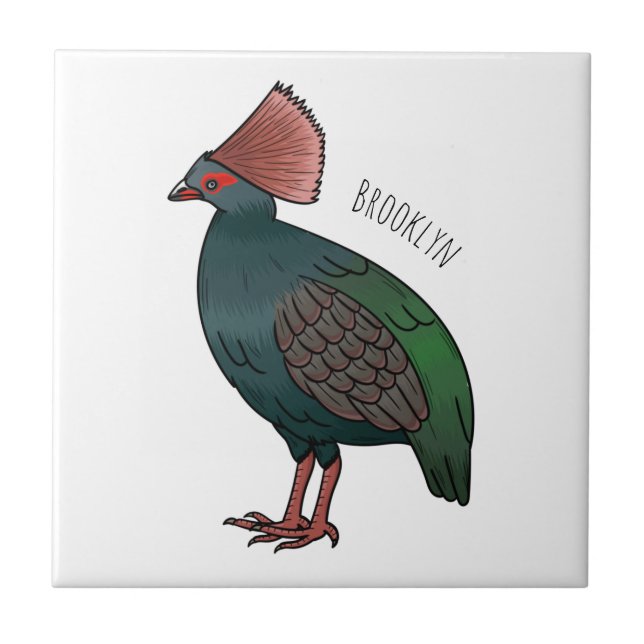 Azulejo Crested partridge bird cartoon illustration  (Frente)