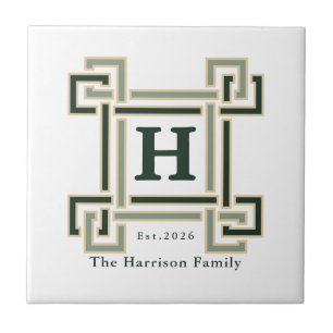 Azulejo Crestón de familia de monograma de llave griega ve
