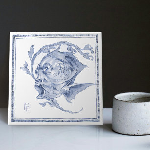 Azulejo Criatura Fantástica Encantadora Art Nouveau Delft