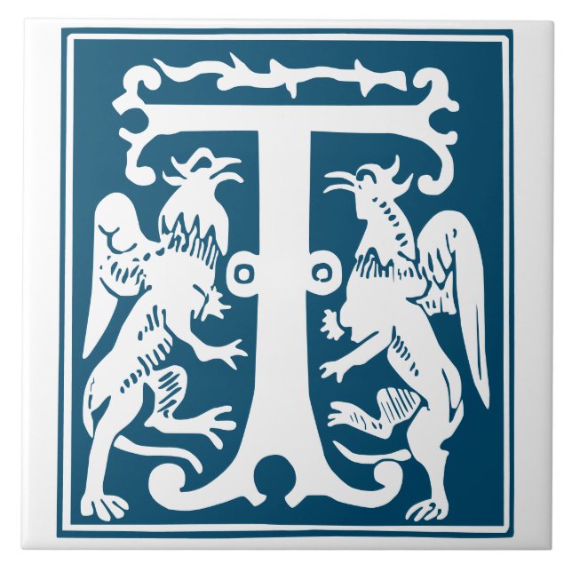 Azulejo Criaturas míticas del siglo XVI Capital decorativa (Frente)