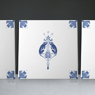 Azulejo Criaturas tempranas del Art Nouveau en Azul Delft