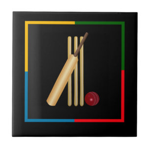 Azulejo Cricket, wicket, bate y pelota,