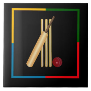 Azulejo Cricket, wicket, murciélagos y pelotas,