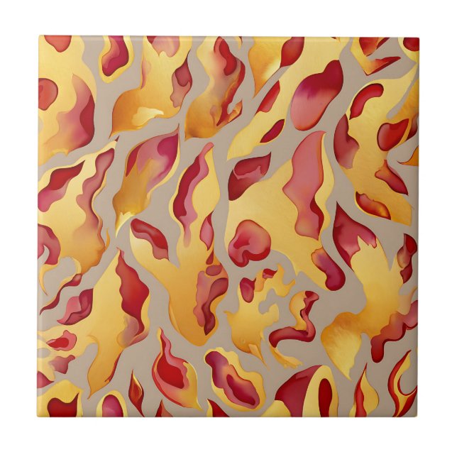 Azulejo Crimson Gold Abstract Liquid Marble (Frente)