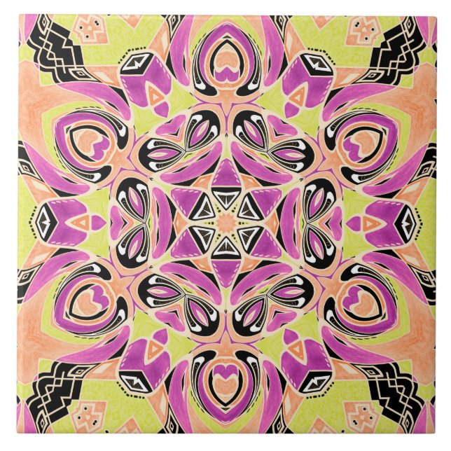 Azulejo Crimson , mandala multicolor , mandala , lima , (Frente)