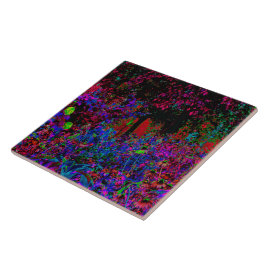 Azulejo Crimson Psicodélico Rojo y Amanecer del Jardín Neg