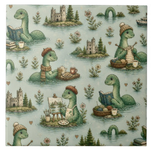 Azulejo Criptídeos Acogedores Nessie Monstruo del Lago Nes