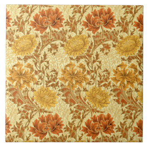 Azulejo Crisantemo Art Nouveau, oro de mostaza