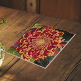 Azulejo Crisantemo Floral Rojo y Amarillo