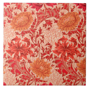 Azulejo Crisantemos de William Morris, naranja coralino