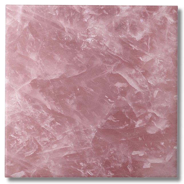 Azulejo Cristal de cuarzo rosa rosa rosa de bebé elegante (Cute Elegant Trendy Baby Pink Rose Quartz Crystal Ceramic Tile)