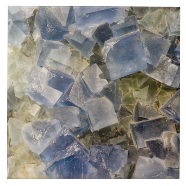 Azulejo Cristales azules del fluorito en matriz (Frente)