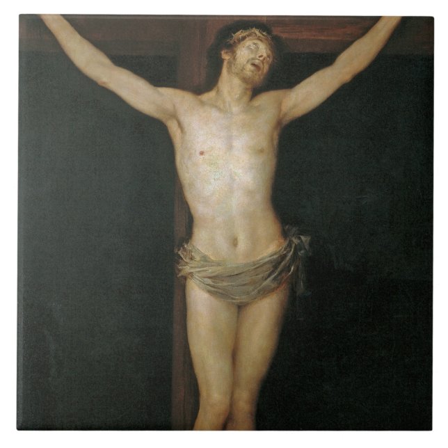 Azulejo Cristo crucificado (Jesús en la cruz) (de Goya) (Frente)