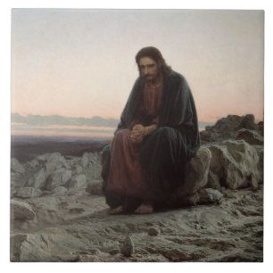 Azulejo Cristo en el salvaje (por Ivan Kramskoi)