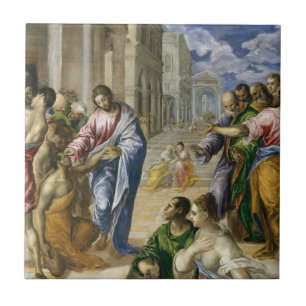 Azulejo Cristo que cura a las persianas