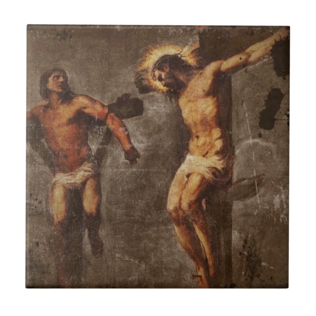 Azulejo Cristo y el buen ladrón (Frente)