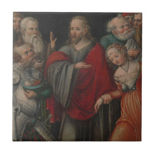 Azulejo Cristo y la adúltera