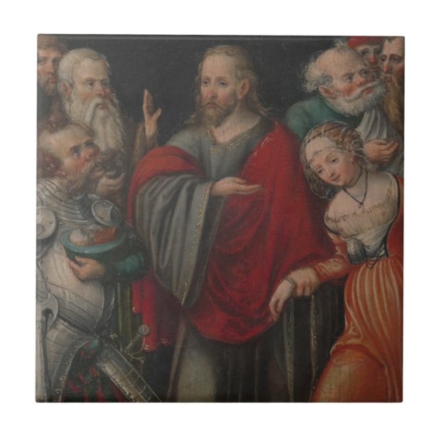 Azulejo Cristo y la adúltera (Frente)